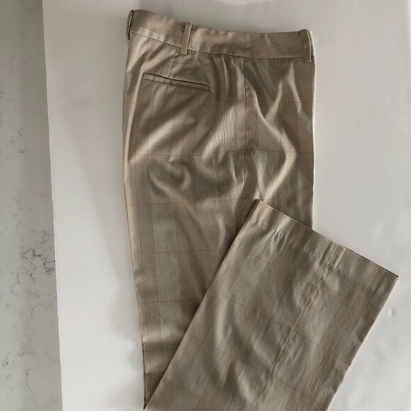Anne Klein Vintage Check Pants in Polyester/Rayon Blend Tan, White, Orange Sz 8 - Picture 14 of 14